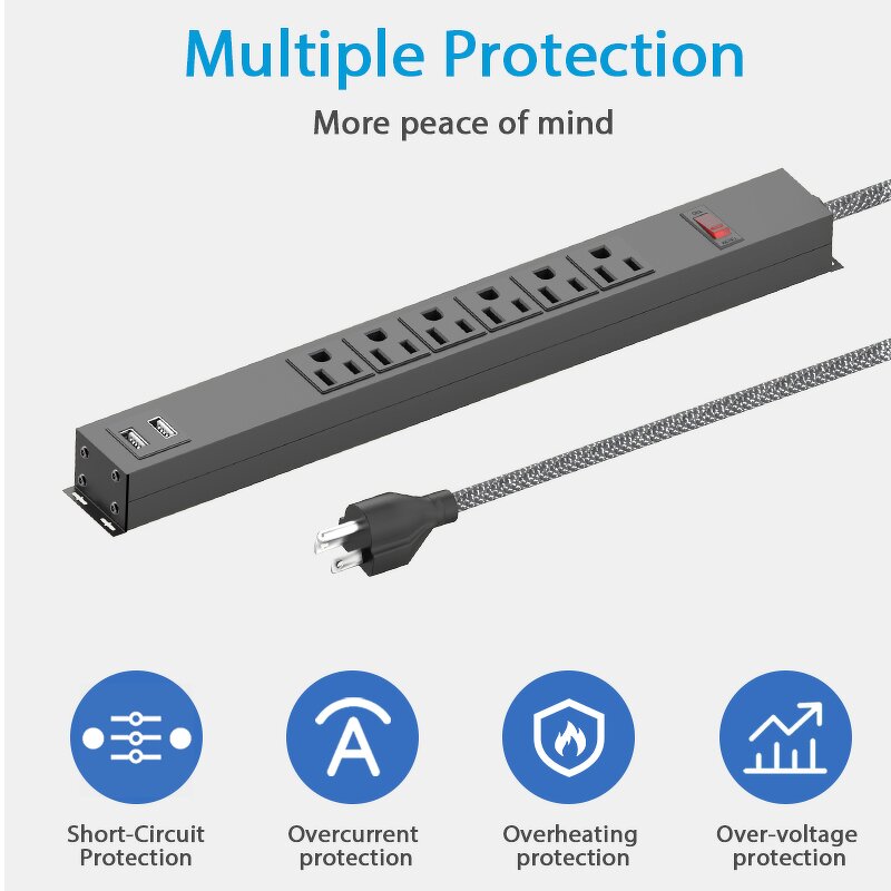 PDU Rackmount Receptacles Manufacturer - Safety Controls Power Outlets 19" Power Strip with USB