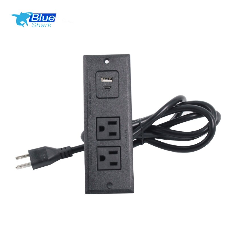 Outlet with USB Fast Charge Manufacturer - US Power Strip Office Furniture Hidden Recessed Mounted Rectangular Socket USB-C