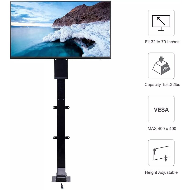 32-65" Motorized TV Carts Manufacturer - TV Trolley Swivel Electric Lift LCD Mobile TV Bracket Monitor for Home Office Use