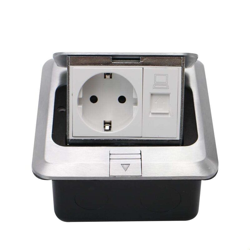 Factory EU Standard Pop-up Floor Socket Manufacturer - RJ45 Data Computer Internet Outlet Sockets 2 Way Electrical Floor Switches Power Outlet