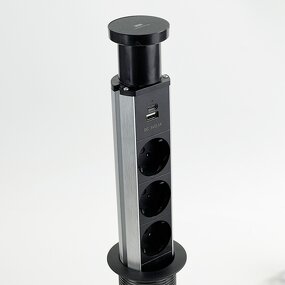 Retractable Pop-up Socket Manufacturer - Kitchen Countertop with PD20W USB-C Port Hidden Manual Tabletop Lifting Socket