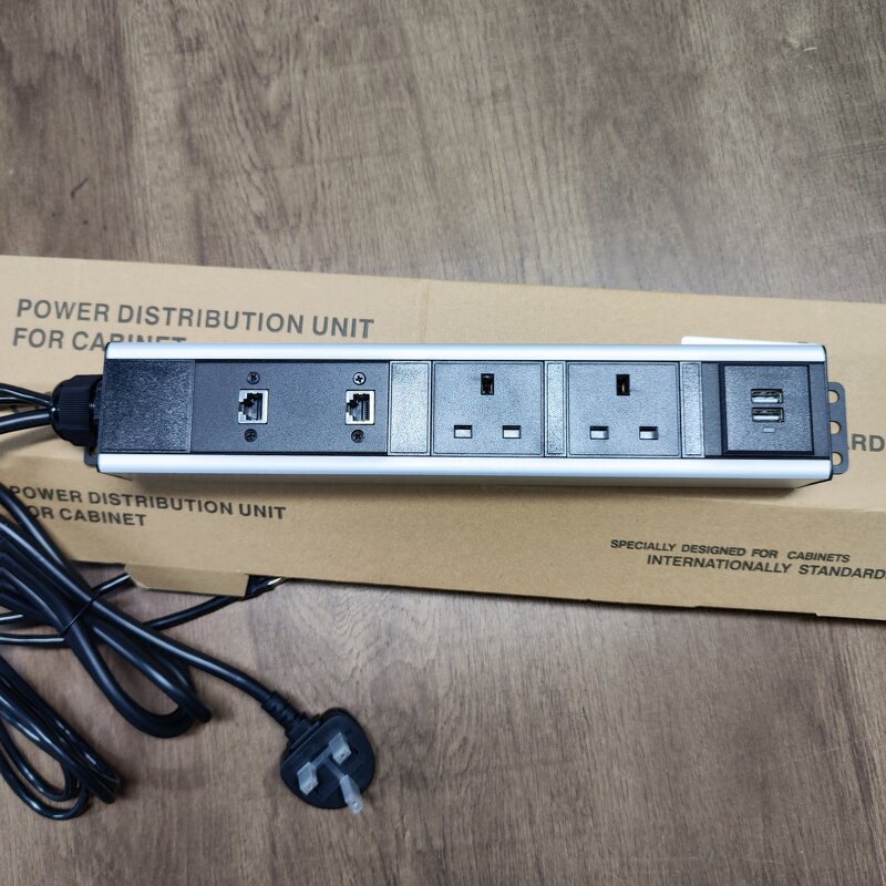 3 Power Outlet Rack Mount PDU Socket Manufacturer - Aluminum Alloy Universal Power Distribution UK PDU Socket 13A with RJ45