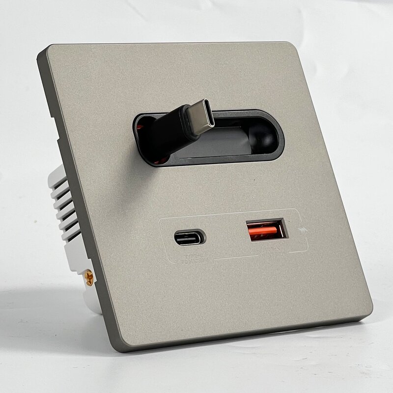Panel Electrical Wall Multi Plug Socket Manufacturer - PC Plate Grey Color Hospital Use Retractable Cable 16A Rated Current USB Socket