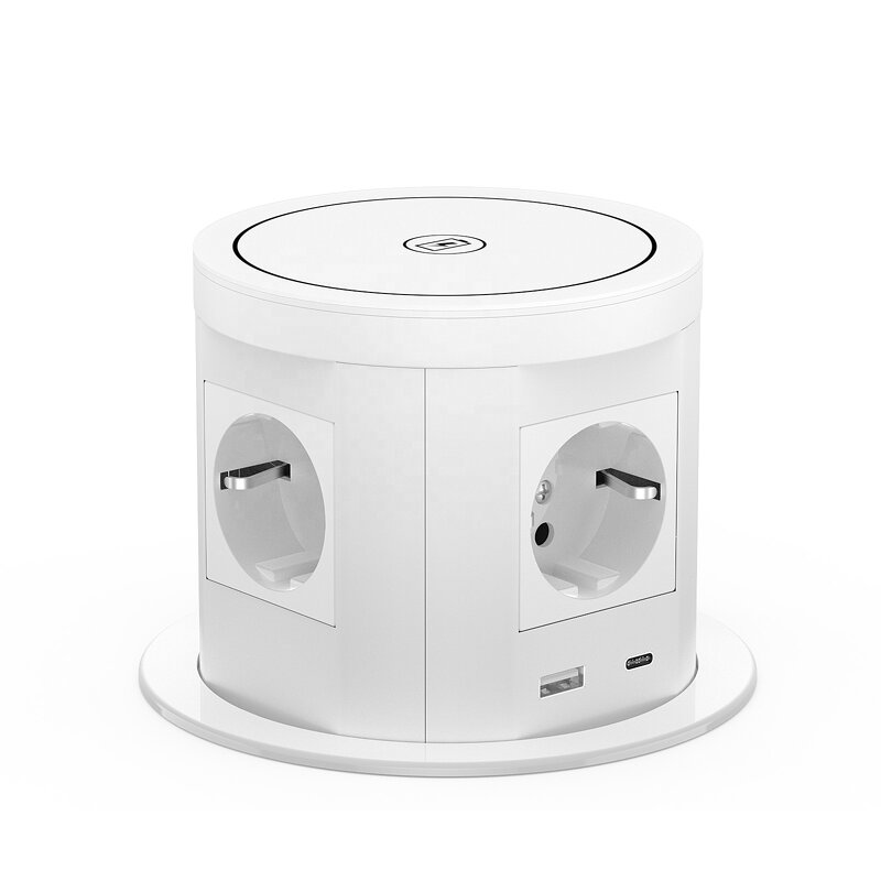 Intelligent EU Power Hydraulic Kitchen Worktop Manufacturer - 4 Side Lifting Pop-up Tower with USB Socket 4 AC Outlet Fast Wireless Charging