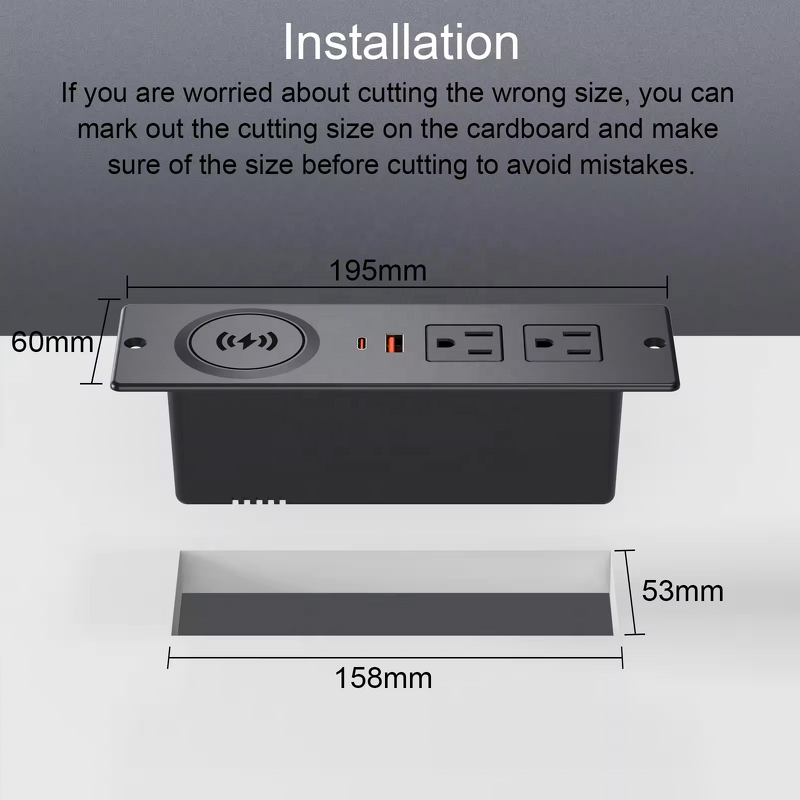 Office Furniture US Power Outlet Strip Manufacturer - USB-C Fast Wireless Charging Recessed Desk Power Socket for Sofa Table Cabinet