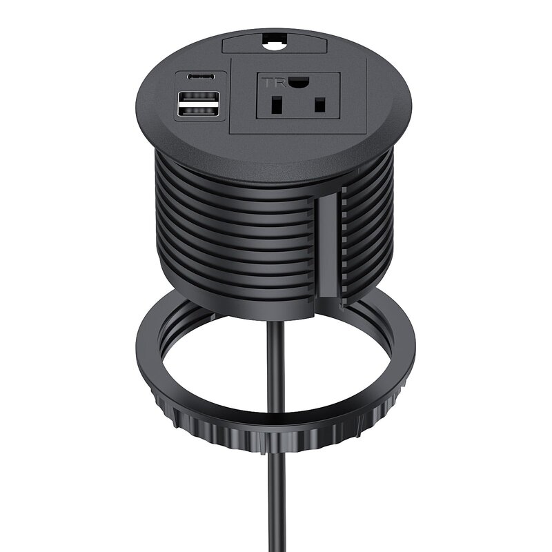 ETL American Embedded Desktop Power Grommet Manufacturer - 80mm Office Desk Surface Mount Power Socket Desk Power Grommet Outlet