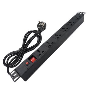 PDU Cabinet Power Strip Manufacturer - 6 AC Outlet Universal Socket 10A 250V 2500W Overload Protector with AU EU UK Israel PLUG Extension Cord
