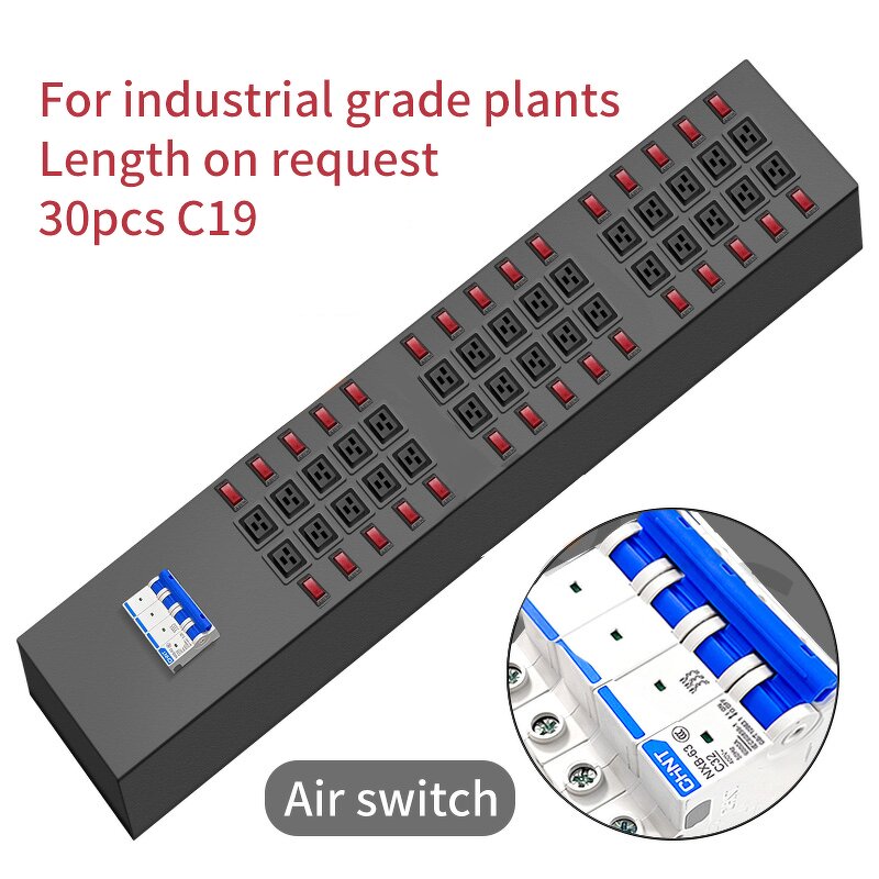 PDU Socket Industrial Grade Manufacturer - Factory-specific Length Customized 30-position C19 Smart Power Socket High Power Multi-plug Overload
