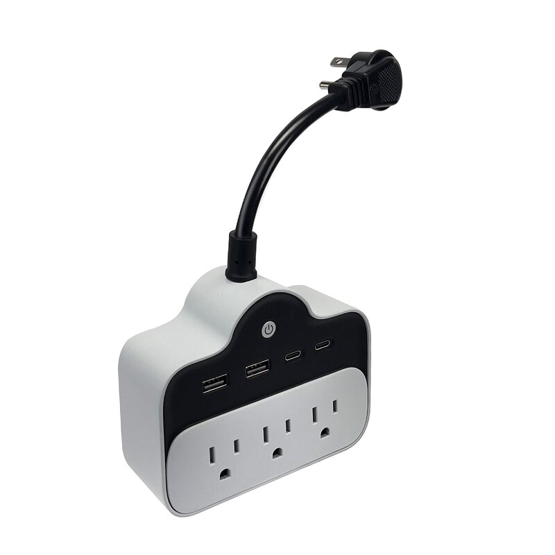 US Plug 65W Fast Charging Power Strip Manufacturer - Extension Cable Travel Adapter Switch 3 AC Outlets 125V Rated Voltage 15A Rated ABS NFC