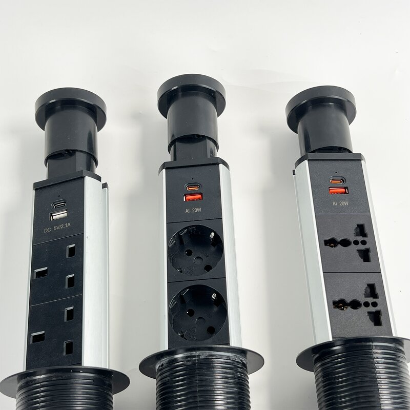 Retractable Pop-up Socket Manufacturer - Kitchen Countertop with PD20W USB-C Port Hidden Manual Tabletop Lifting Socket