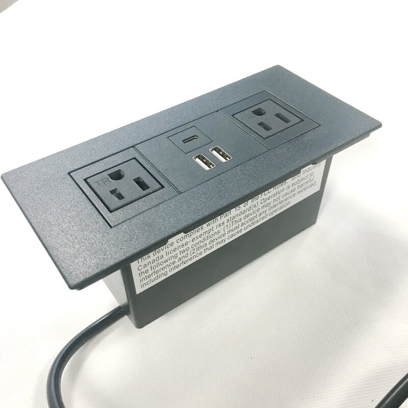 Desktop Power Strip Manufacturer - USB Recessed Power Socket Conference Table Power Outlet Grommet Socket with 2 US Plug 3 USB Port