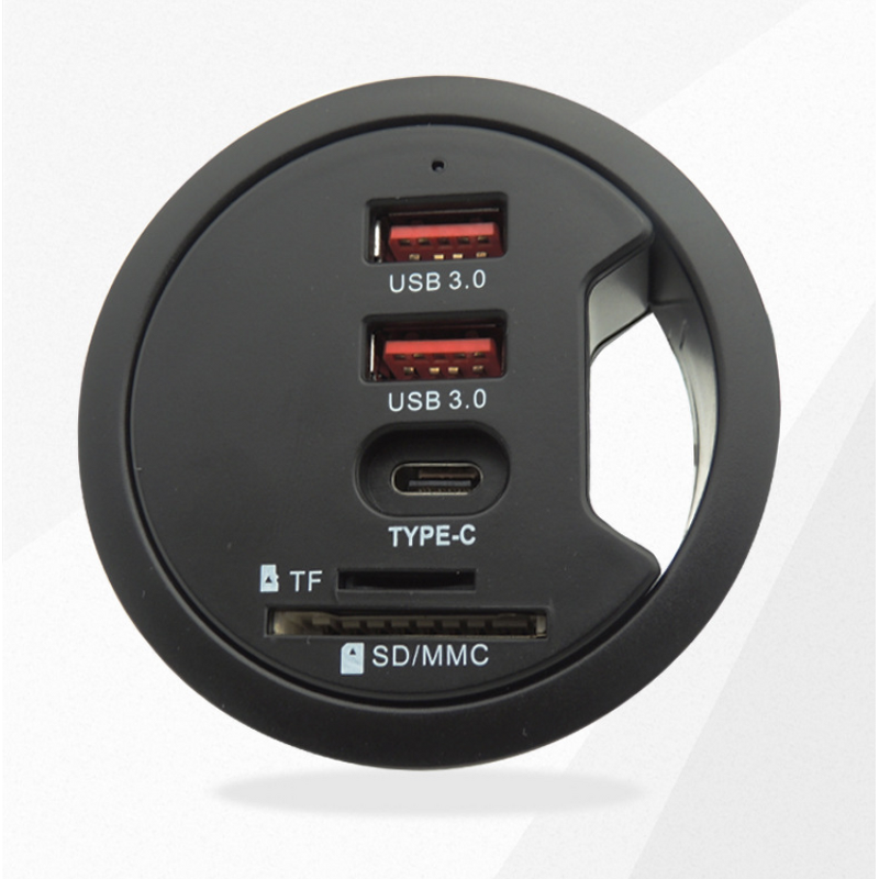 60mm 3 Port USB3.0 Desk Hub Manufacturer - TF/SD MCC Adapter for Desktop PC USB 3.0 Splitter with USB-C Fast Charging Port