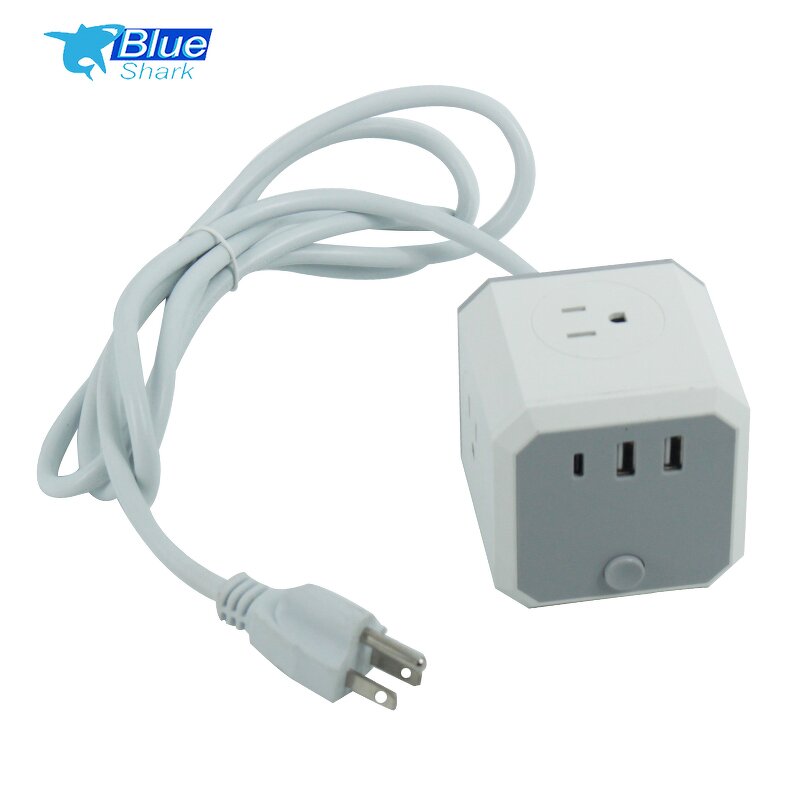 Power Cube Extended USB Power Socket Manufacturer - USA Plug 4 Ways Sockets with 3 Built-In USB Charger 5V 1.5m Cable Length