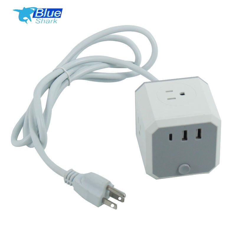 Power Cube Extension Socket Manufacturer - with 3 Outlets and 3 USB Chargers for US Plug Use