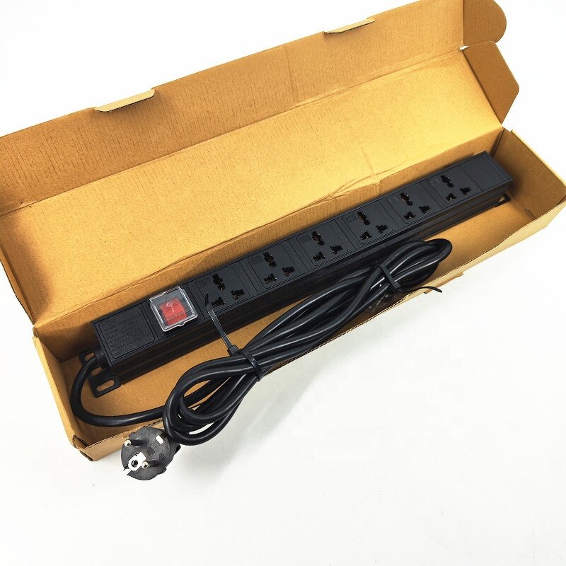 PDU Cabinet Power Strip Manufacturer - 6 AC Outlet Universal Socket Extension Socket Surge Overload Protector PDU Power Board Rack Mount Socket