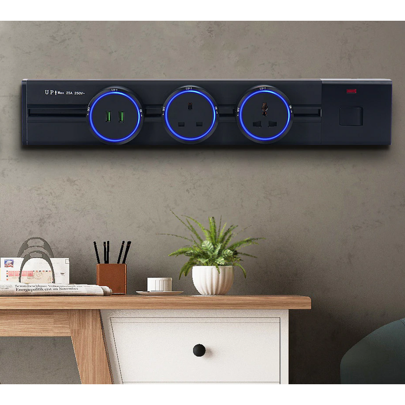 Aluminum Wall Track Socket Manufacturer - EU Movable Modular Power Rail Plug Multi-Functional Track Rail System