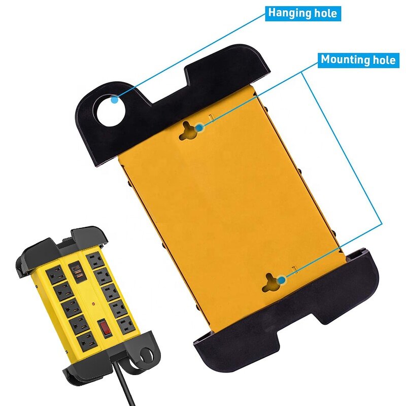 Heavy Duty Power Strip Manufacturer - 3 USB Ports Garage 10 Outlets Surge Protector Industrial Workshop Metal 15Amp Multiple Outlets