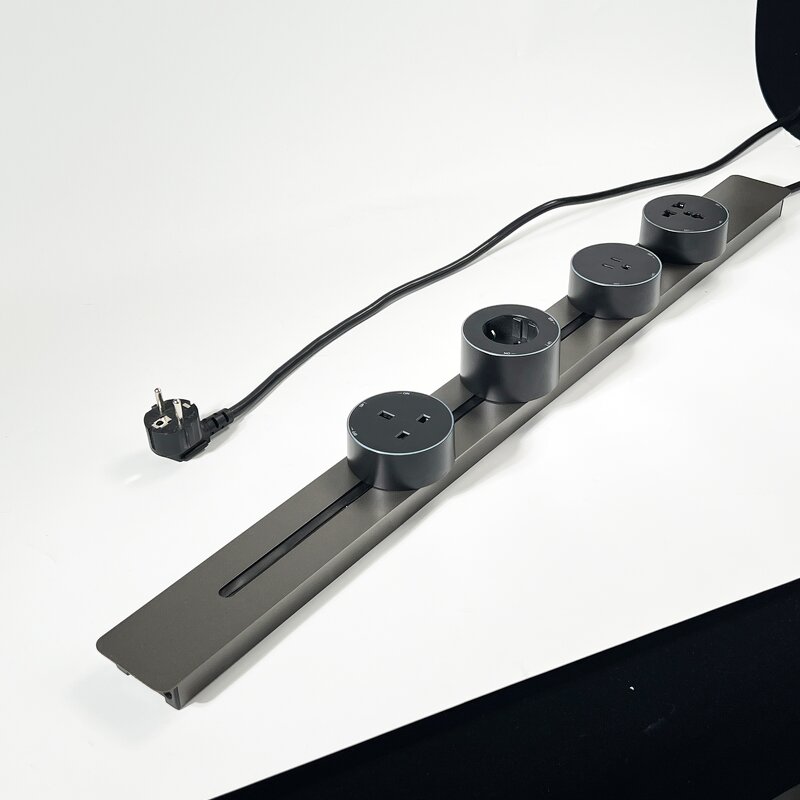 Power Track Electrical Power Socket Manufacturer - Removable Power Track Railing Tabletop 16A CE Charging Blue Shark