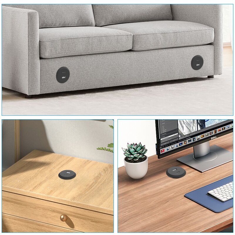 Recessed Mount Desk Power Socket Manufacturer - Dual USB Charger for Sofa Table Desktop USB Power Grommet