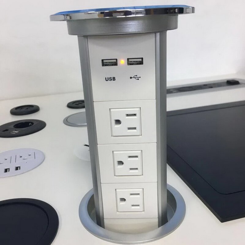 Intelligent Motorized Pop-up Socket Manufacturer - Surge Protector Retractable Power Strip with Dual USB Charging Stations for Kitchen Island
