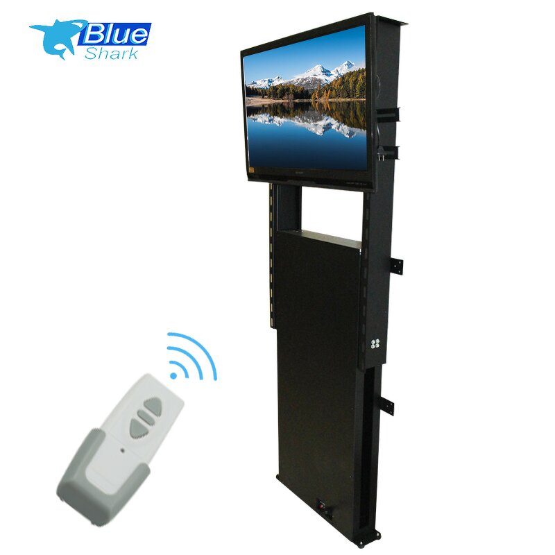 Motorized LCD TV Lifter Manufacturer - New Design Remote Control Electric Office Cabinet Hidden TV Lift Cabinet 32-70 Inch TV Telescopic Stand