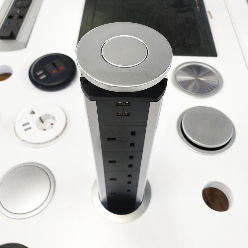 Electrical Manual UK Power Tabletop Pop-up Tower Socket Manufacturer - Hidden Concealed UK Standard Extension Retractable Kitchen Sockets Out
