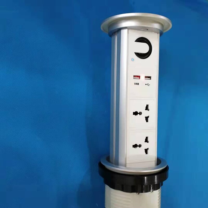 Pull Out 3 Gang Smart Round Socket Manufacturer - Wireless Charger Motorized Kitchen Pop Up Desk Socket