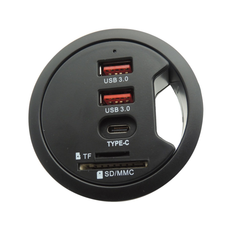 60mm 3 Port USB3.0 Desk Hub Manufacturer - TF/SD MCC Adapter for Desktop PC USB 3.0 Splitter with USB-C Fast Charging Port