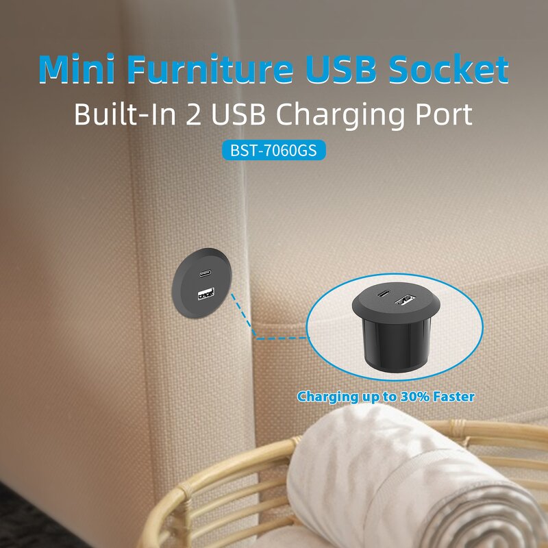 Recessed Mount Desk Power Socket Manufacturer - Dual USB Charger for Sofa Table Desktop USB Power Grommet