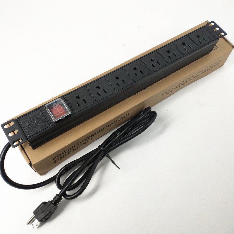 Aluminum Alloy 15A US Plug Power Strip Manufacturer - Surge Protector Rack Mount Cabinet PDU Socket 8-Outlet Metal PDU Power Distribution Unit