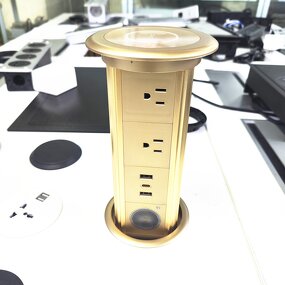 US/UK/EU/AU Universal Power Outlet Manufacturer - Motorized Pop-up Socket Desktop Socket Kitchen Smart Plug with Speaker Wireless Charging