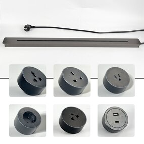 Power Track Electrical Power Socket Manufacturer - Removable Power Track Railing Tabletop 16A CE Charging Blue Shark