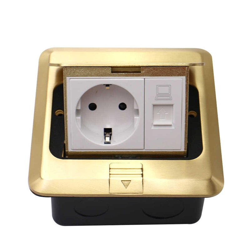 Factory EU Standard Pop-up Floor Socket Manufacturer - RJ45 Data Computer Internet Outlet Sockets 2 Way Electrical Floor Switches Power Outlet
