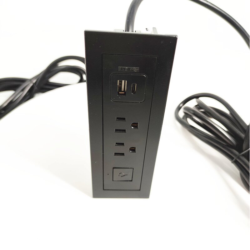 Office Furniture Hidden Mounted US Power Outlet Manufacturer - Recessed Cabinet Tabletop USB Electric Socket with LED Lamp Control Switch
