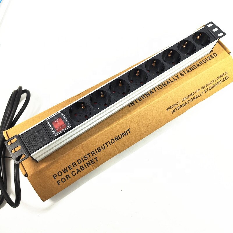 16A EU 8 Way Rack Mount PDU Socket Manufacturer - Aluminum Alloy British Power Distribution PDU Socket for Cabinets