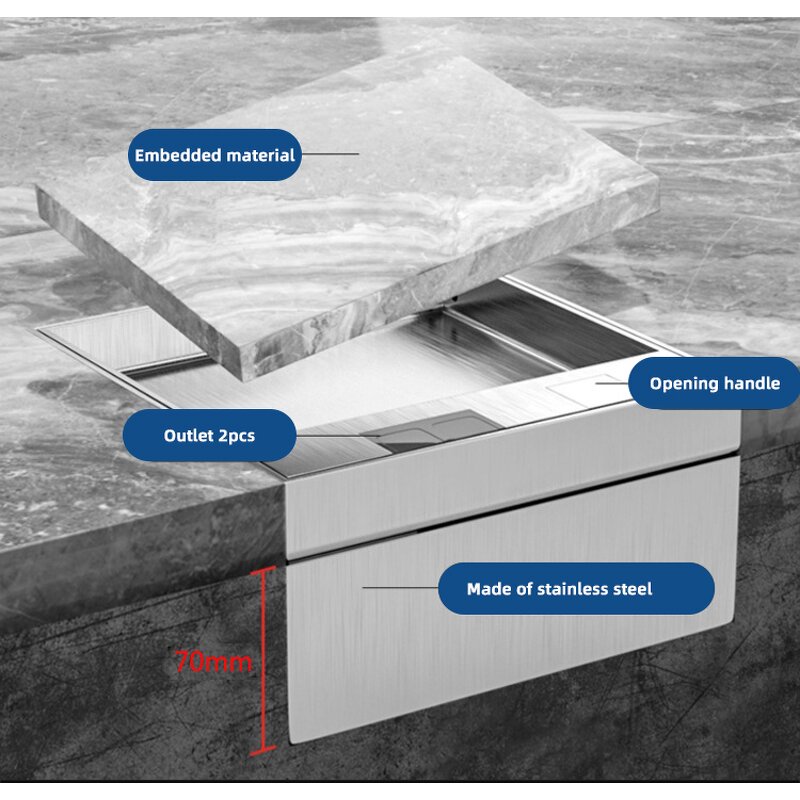 Stainless Steel Floor Socket Box Manufacturer - Marble Model Concealed Pop-up Electrical Socket Outlet Grounding Socket