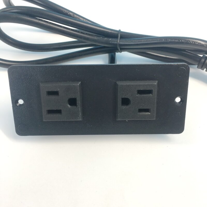 Two Outlet Furniture Recessed Power Strip Manufacturer - Black Mini Power Unit 2 USA Outlet for Kitchen Cabinet and Hotel Room