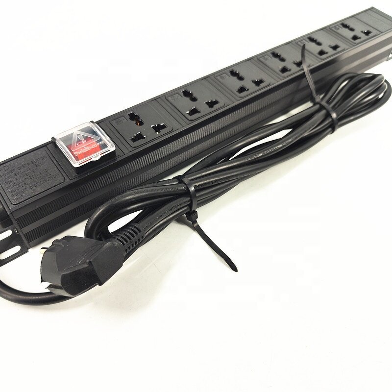 PDU Cabinet Power Strip Manufacturer - 6 AC Outlet Universal Socket Extension Socket Surge Overload Protector PDU Power Board Rack Mount Socket