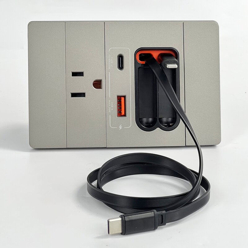 Best Sellers US AC Wall Electrical Socket Manufacturer - Surface Mount Electric 2 Type-C Charging Cable USB Controlled Power Socket