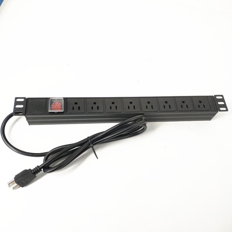 Aluminum Alloy 15A US Plug Power Strip Manufacturer - Surge Protector Rack Mount Cabinet PDU Socket 8-Outlet Metal PDU Power Distribution Unit