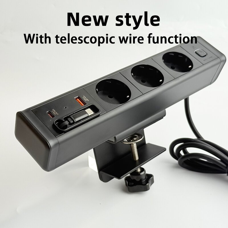 Electrical Table Socket Manufacturer - Fast Charging Retractable USB-C Charging Cable Open-hole-mounted Table Socket
