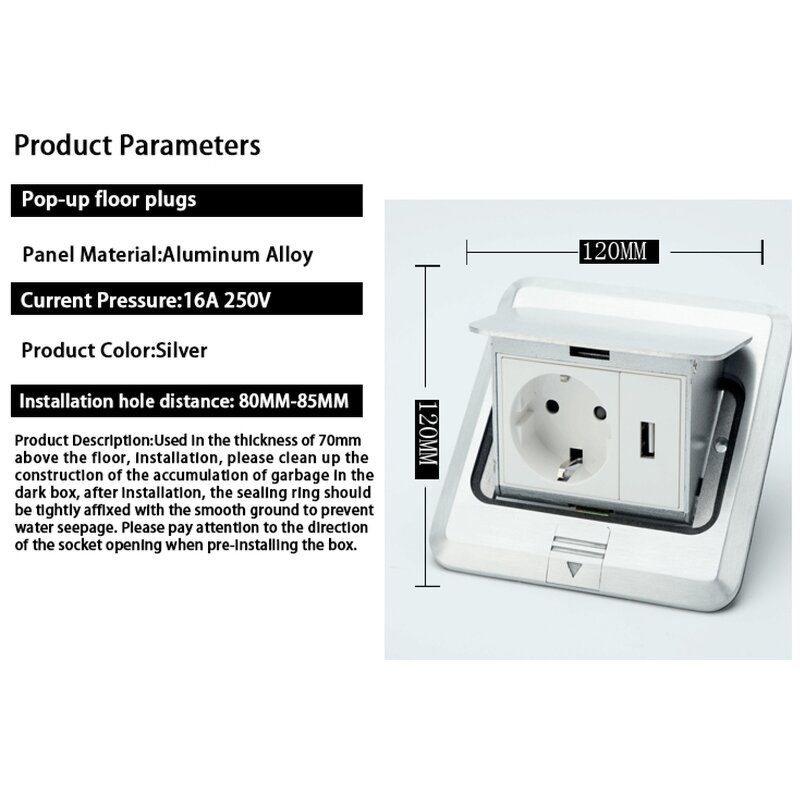 Floor Socket Box Manufacturer - EU USA UK South Africa with USB Pop-up Socket Power Grounding Socket Outlet