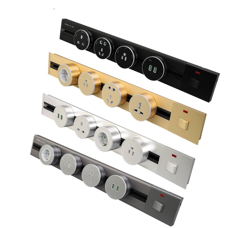 Aluminum Wall Track Socket Manufacturer - EU Movable Modular Power Rail Plug Multi-Functional Track Rail System