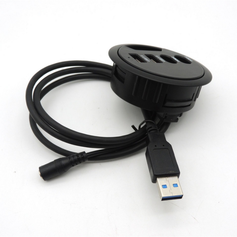 60mm 3 Port USB3.0 Desk Hub Manufacturer - TF/SD MCC Adapter for Desktop PC USB 3.0 Splitter with USB-C Fast Charging Port