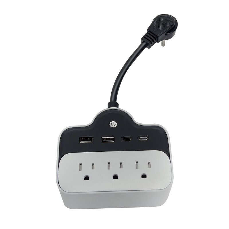 US Plug 65W Fast Charging Power Strip Manufacturer - Extension Cable Travel Adapter Switch 3 AC Outlets 125V Rated Voltage 15A Rated ABS NFC