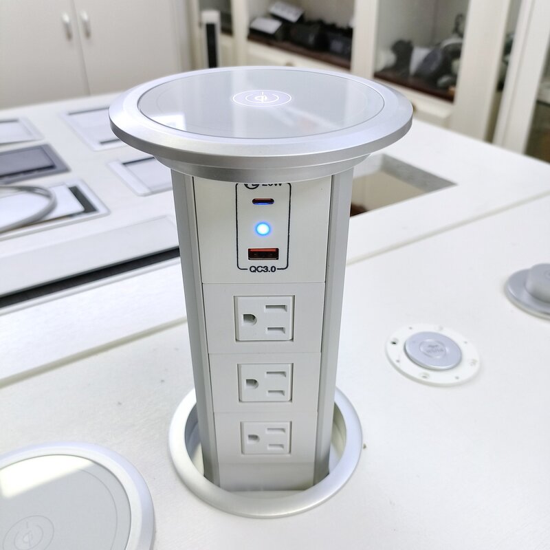 Intelligent Motorized Pop-up Socket Manufacturer - Surge Protector Retractable Power Strip with Dual USB Charging Stations for Kitchen Island