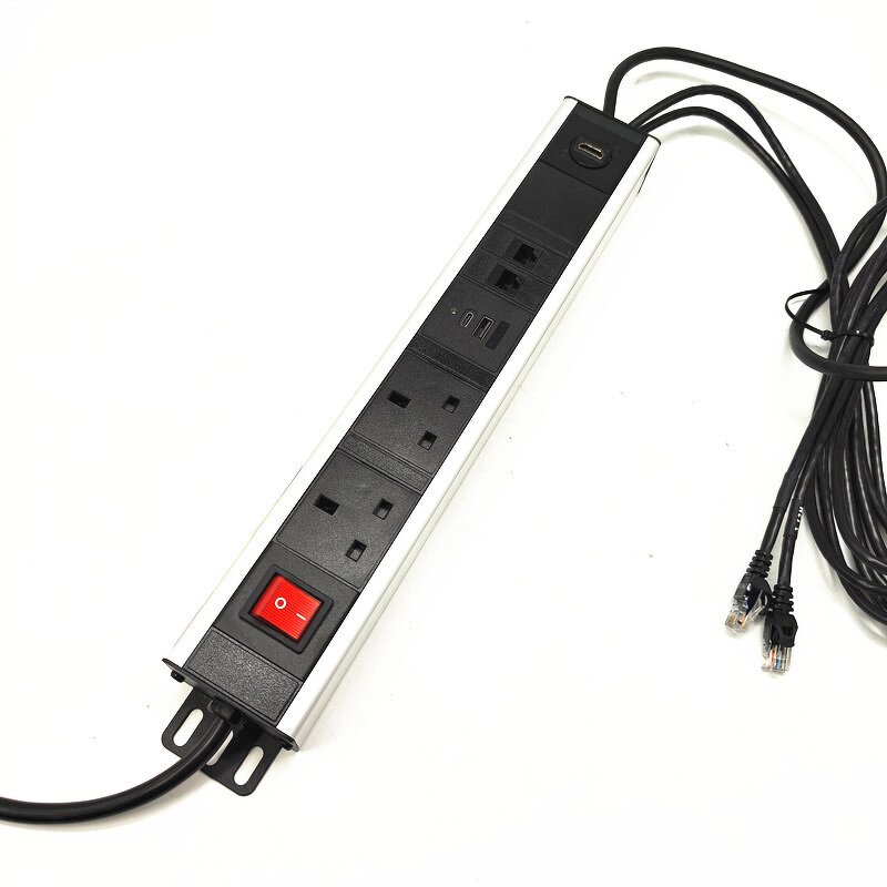 Customize Smart Aluminum Alloy Power Strip Manufacturer - 3 UK Power Rack Mount PDU Power Distribution Unit Socket with USB-C Data Port