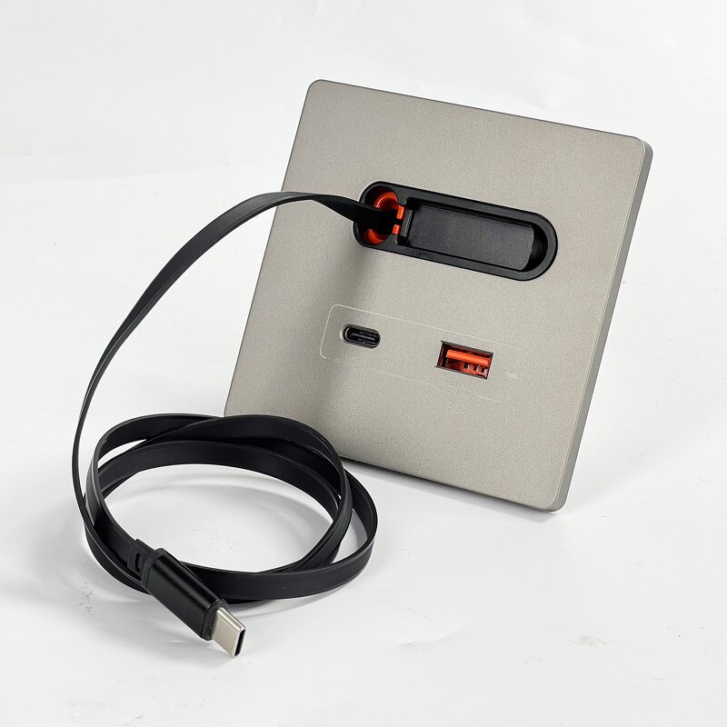 Wall Socket USB Panel Manufacturer - with Telescopic Charging Cable PD20W Type-C ABS Plastic Hospital Use Smart Socket