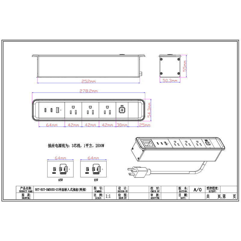 Power Strip Manufacturer - New 65W Aluminium Alloy Power Bank Fast Charger USB-C Socket
