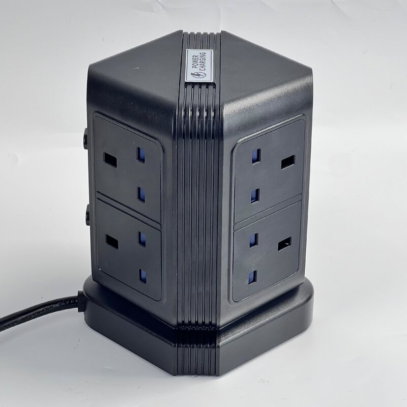 Desk Power Organizer Extension Socket Manufacturer - OEM Popular with 8 Outlets and Switch Overload Protector Tower Power Strip